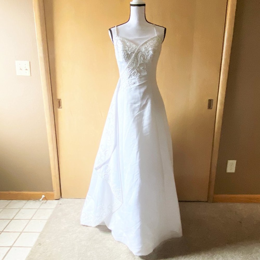 NWT Sz 12 Emme Bridal White Beaded Corset Wedding